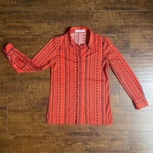 Vintage 70s World Coordinate Brand Button Down Polyester Top
